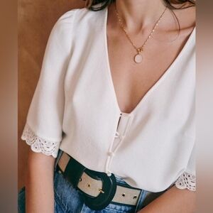 Sezane Thalia Blouse in Ecru